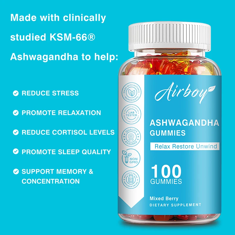Ashwagandha Gummies Improve Sleep Balance Mood Relieve Stress Enhance Cognitive Ability Immune Support