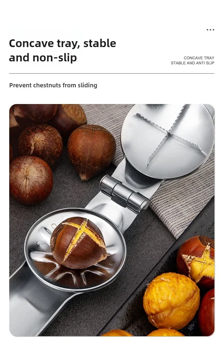2025 Stainless Steel Chestnut Opener, Cross Shaped Chestnut, Household Multifunctional Peeling Tool, Chestnut Clip, Walnut Clip