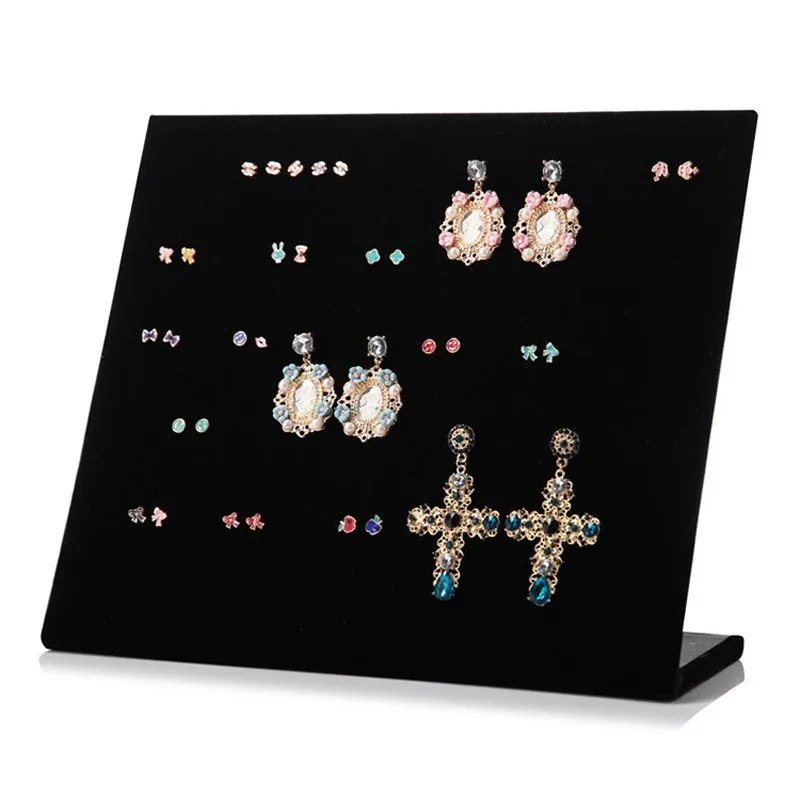 High Quality Velvet L-shaped Necklace Display Rack Jewelry Display Storage Necklace Board Earrings Ring Pendant Props