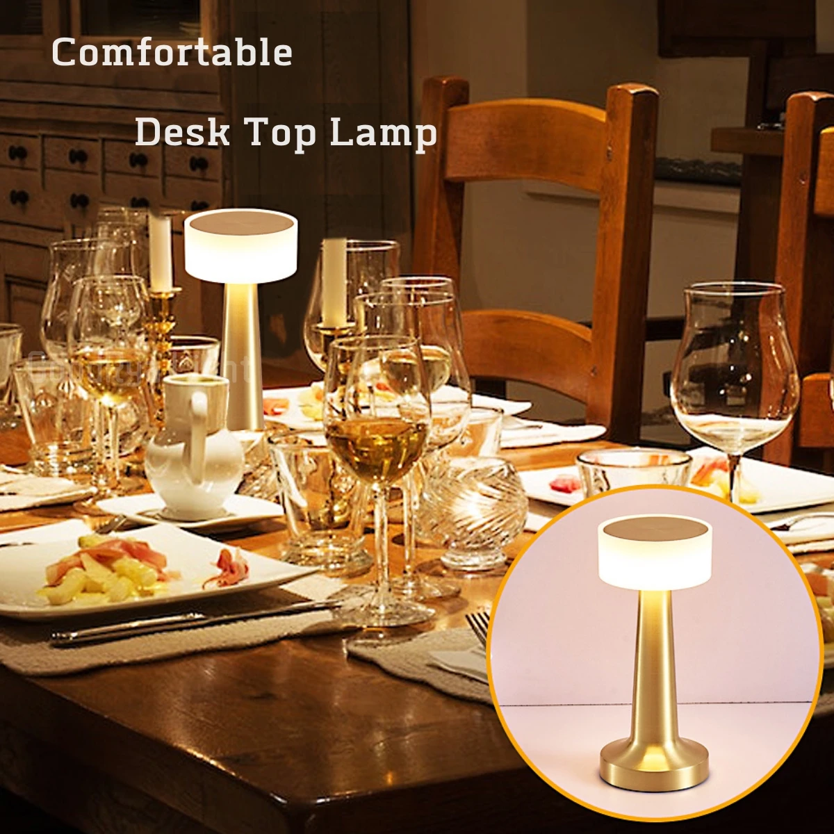 Vintage LED Rechargeable 3 Color Bar Restaurant Coffee Desktop Decorative Metal Table Lamp Touch Bedroom Bedside Night Lights