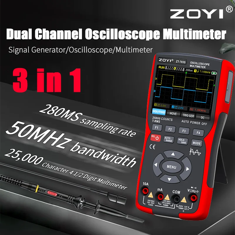 ZOYIZT703S3in1DigitalMultimeter50MHzBandwidth280MSRatePC