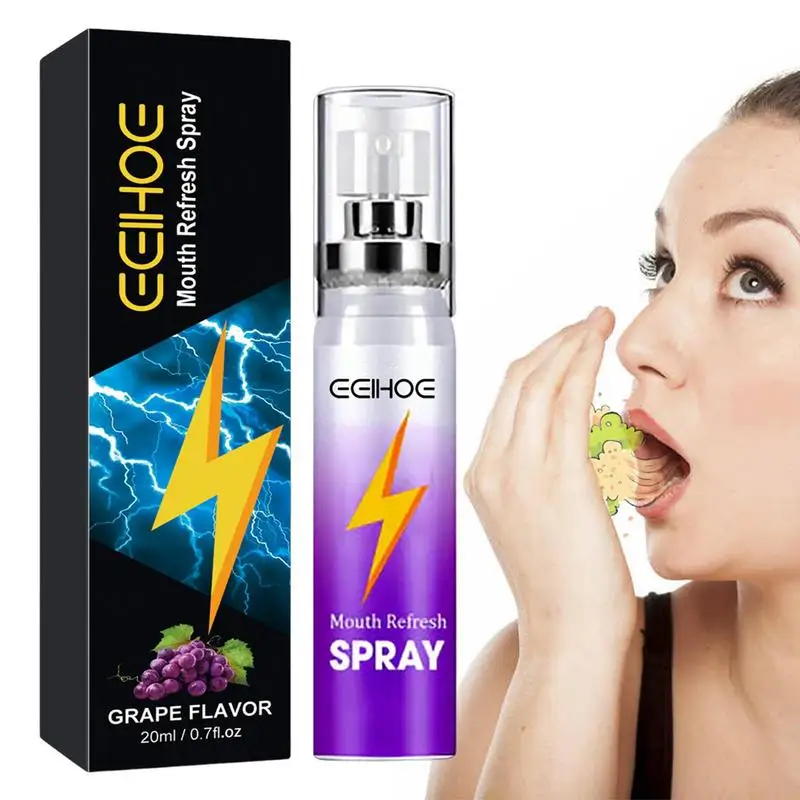 20ML Breath Freshener Spray Lemon Grape Mint Flavor Artifact Female Male Portable Breath Kiss Mouth Spray Cleaning Spray