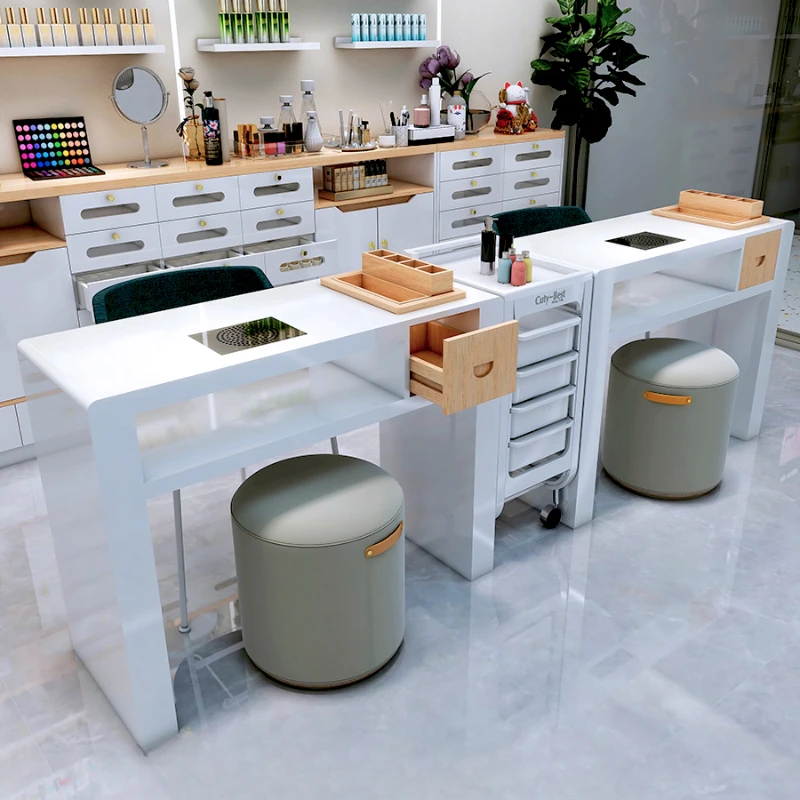 Vacuum Cleaner Nail Tables Beauty Luxury White Modern Simple Office Nail Tables Drawer Home Nageltisch Salon Furniture MR50NT