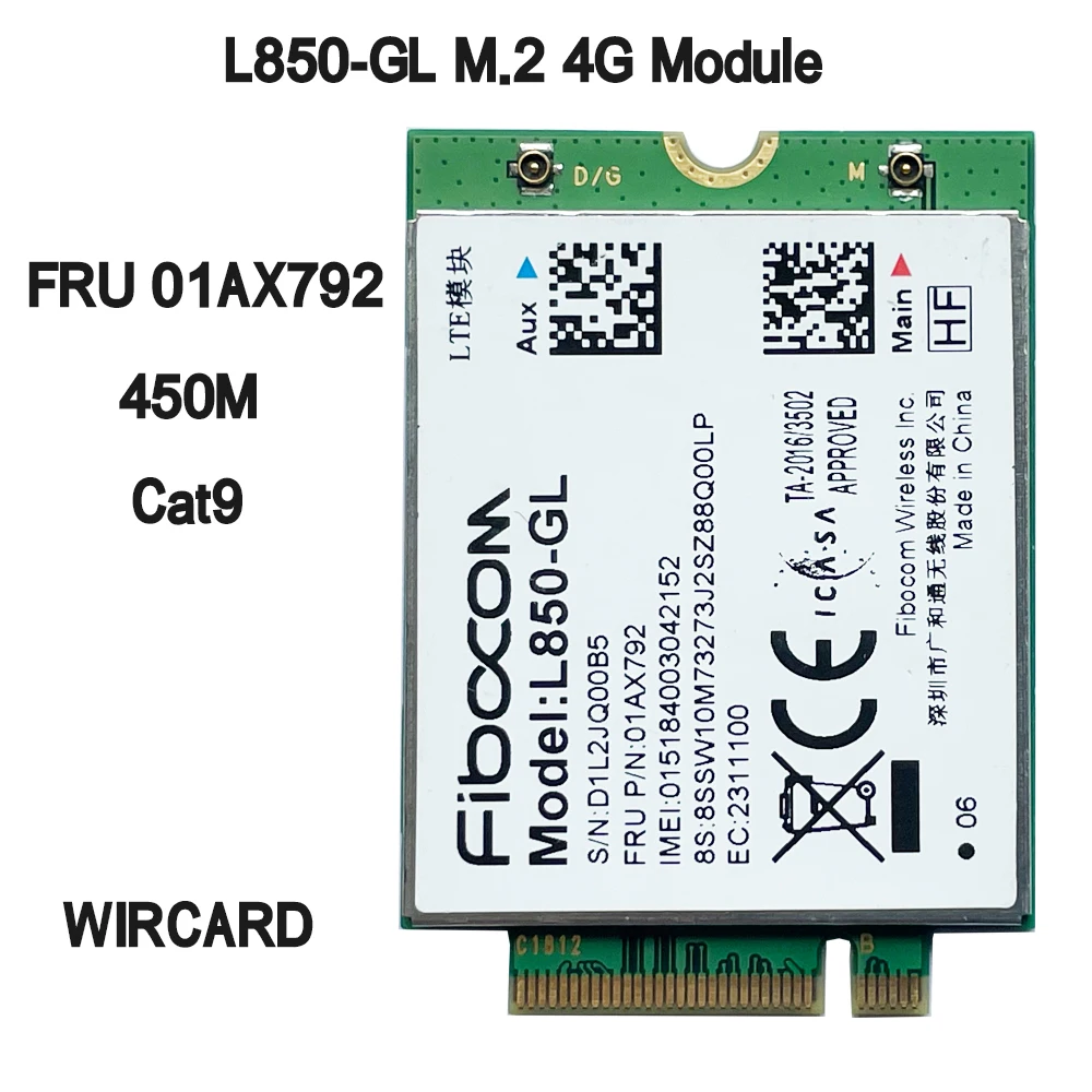 Lte Cartão Módulo sem Fio para Thinkpad x1 Carbono Gen6 X280 T580 T480s L480 x1 Yoga Gen L580 4.4 L850-gl M.2 01ax792 4g