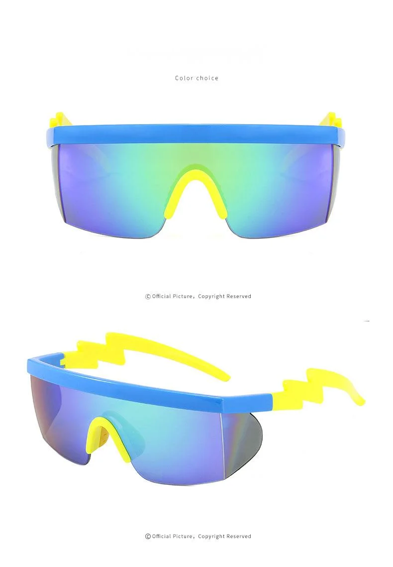 Nouvelles lunettes de soleil, lunettes de soleil une pièce européennes et américaines, lunettes de cyclisme pour Sports de plein air Lightning Leg, lunettes de soleil irrégulières_voghion.com