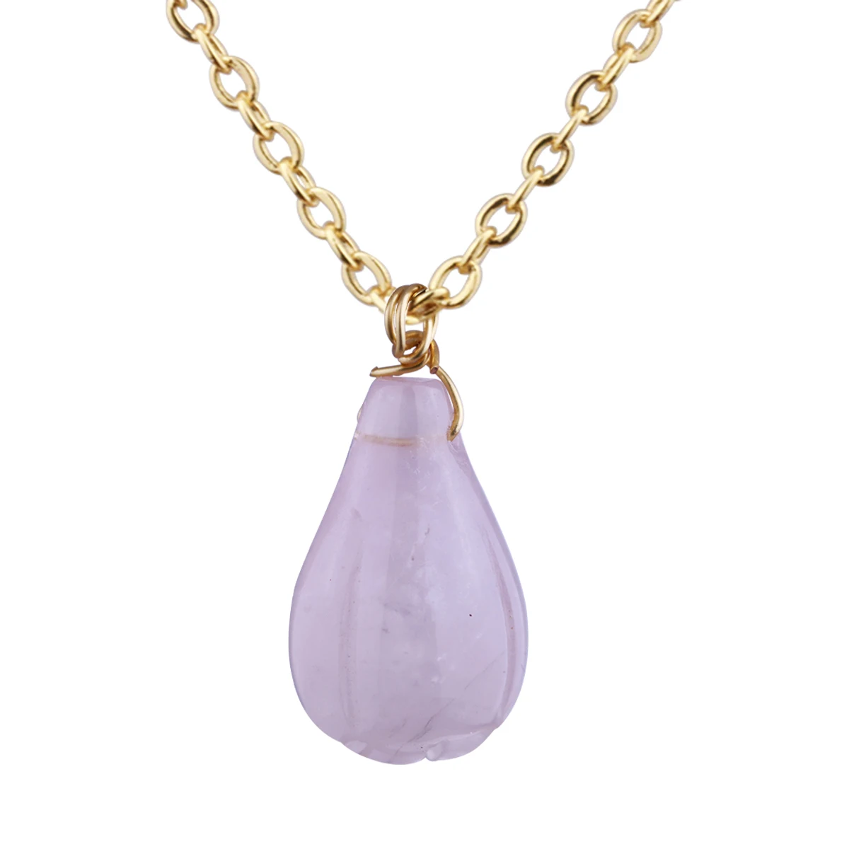 Natural Crystal Water Drop Rose Quartz Opal Pendant Necklace Energy Stone Healing Meditation Yoga Gift