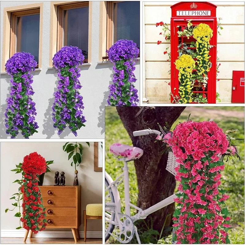 100cm Violet Artificial Orchid Hanging Basket for Party and Wedding Decoration