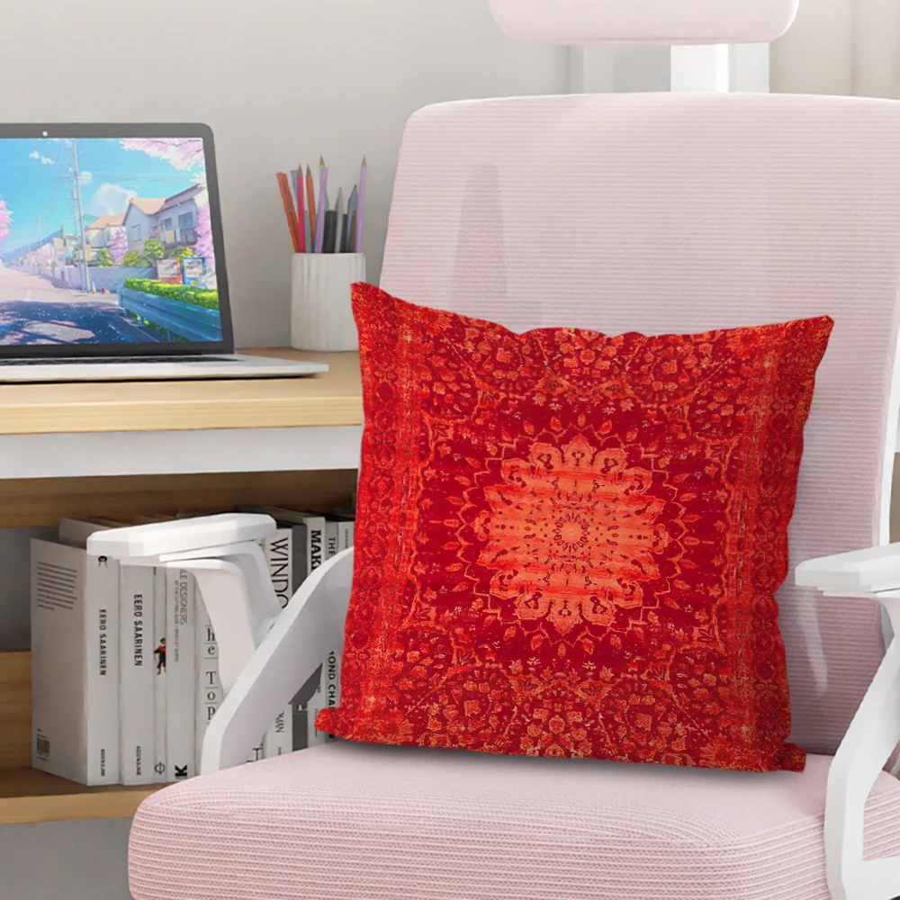 Description Picture 4 of itemPersian Rug Pattern Pillowcase Living Room Sofa Cushion Cover Fashion Decorative Home Decor 45X45cm Two Sides Short Plush
