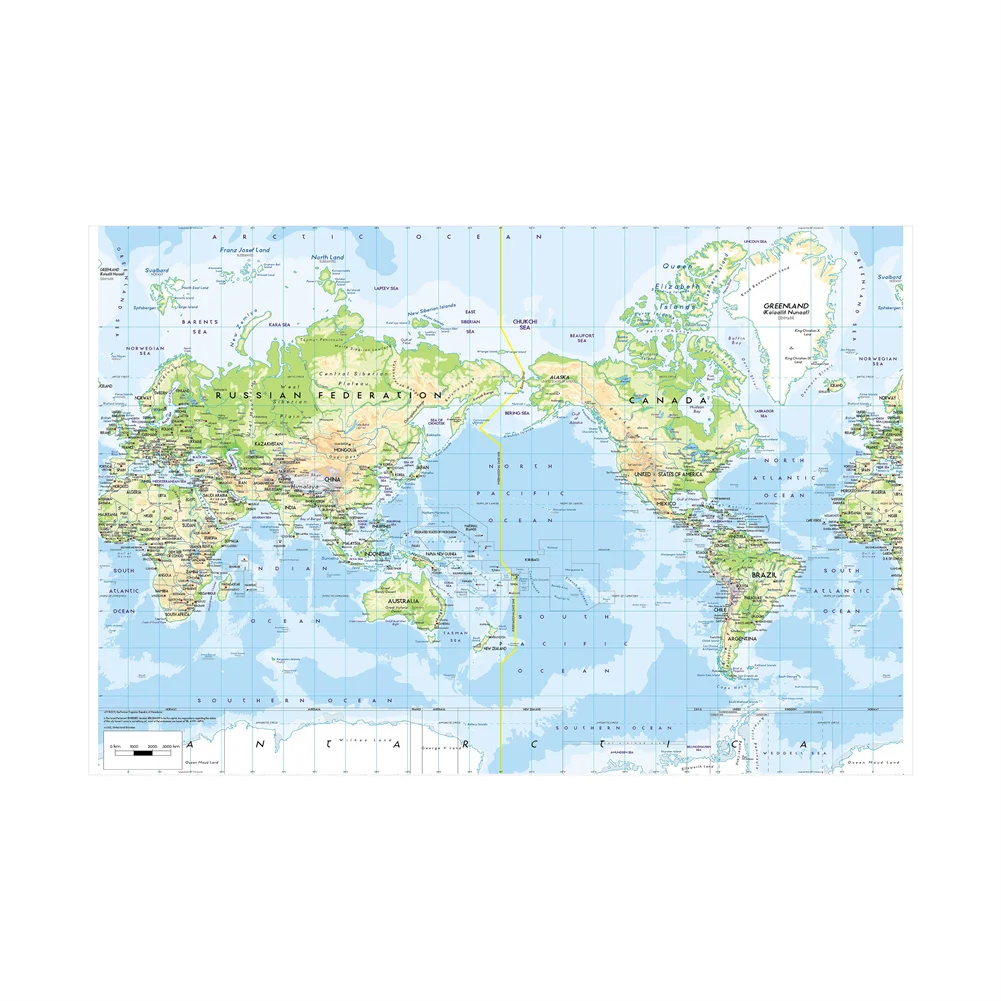 The World Map 150x225cm Foldable Non-woven Waterproof Topographic Map for Office School Classroom Decor Supplies
