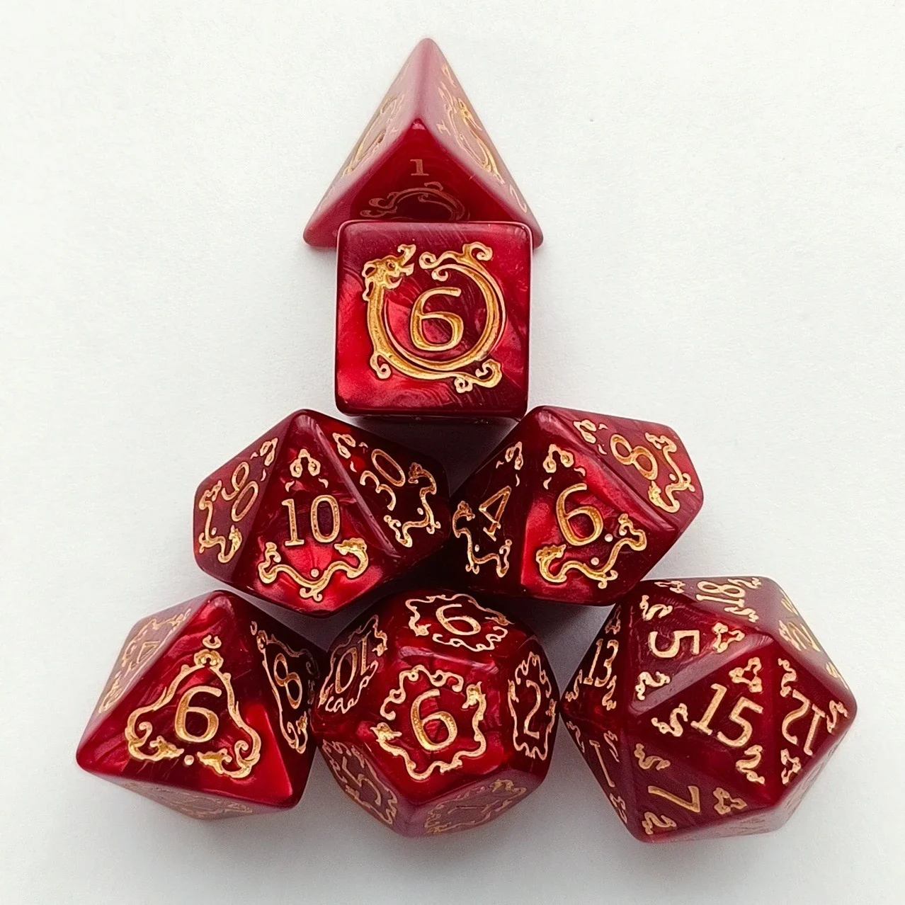 7-Piece Dragon-themed Polyhedral RPG Dice Set