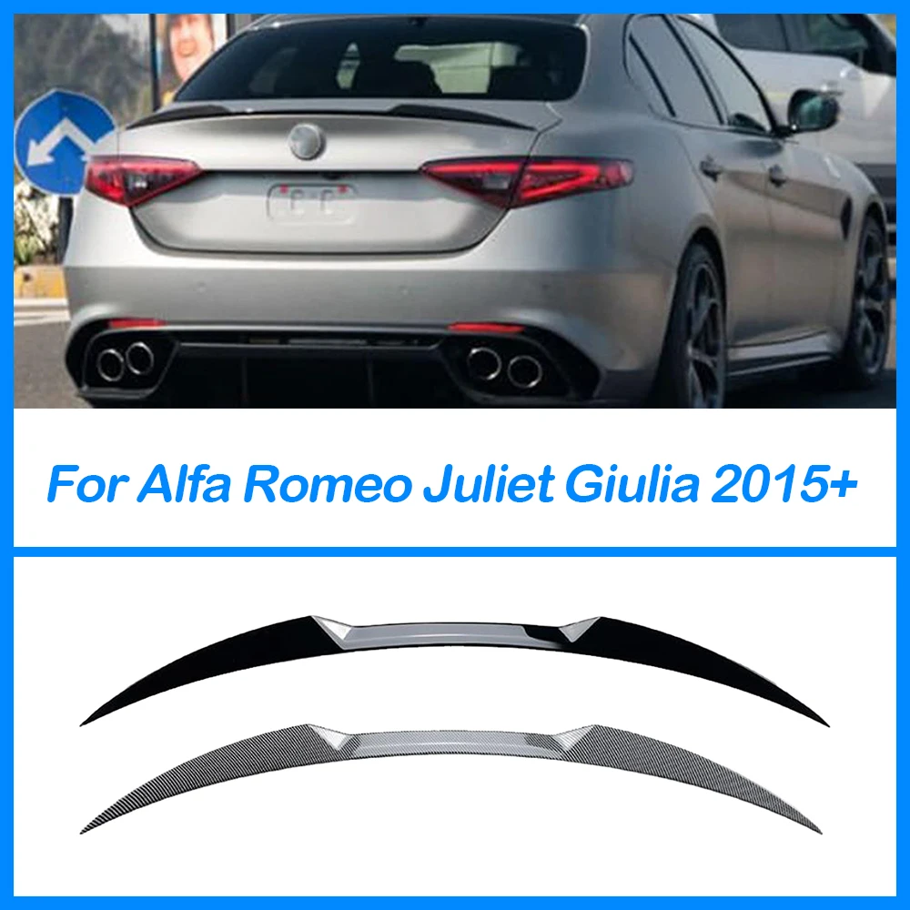 Per Alfa Romeo Giulietta Giulia Esterno Posteriore Tronco Coda Ala Spoiler Body Kit Accessori Abs Nero Lucido Carbon Grain 2015-2022