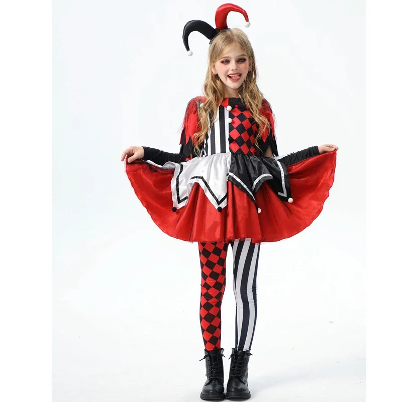 Girl Purim Naughty Clown Costume Crazy Film Harlequin Spooktacular Cosplay Carnival Halloween Fancy Party Dress cosplay costume halloween dress outfit