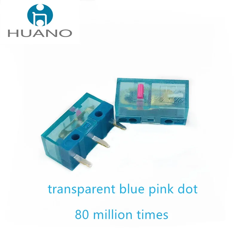 10 Teile/los HUANO Micro Schalter Lange lebensdauer 80 millionen klicks Blau Shell Weiß/Blau/Rosa Dot computer maus 3pin taste Stille schalter