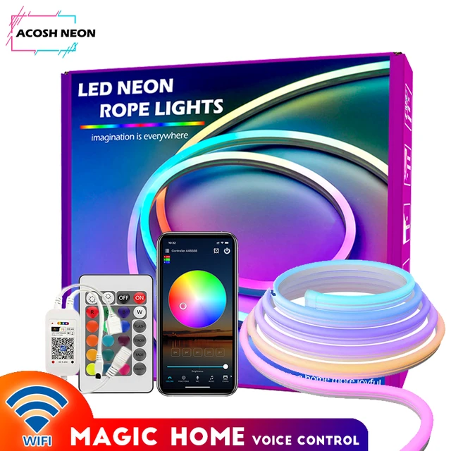 CHACOKO RGB con IC Neon Tira LED 2M, Efecto de Arcoiris, 84 LED