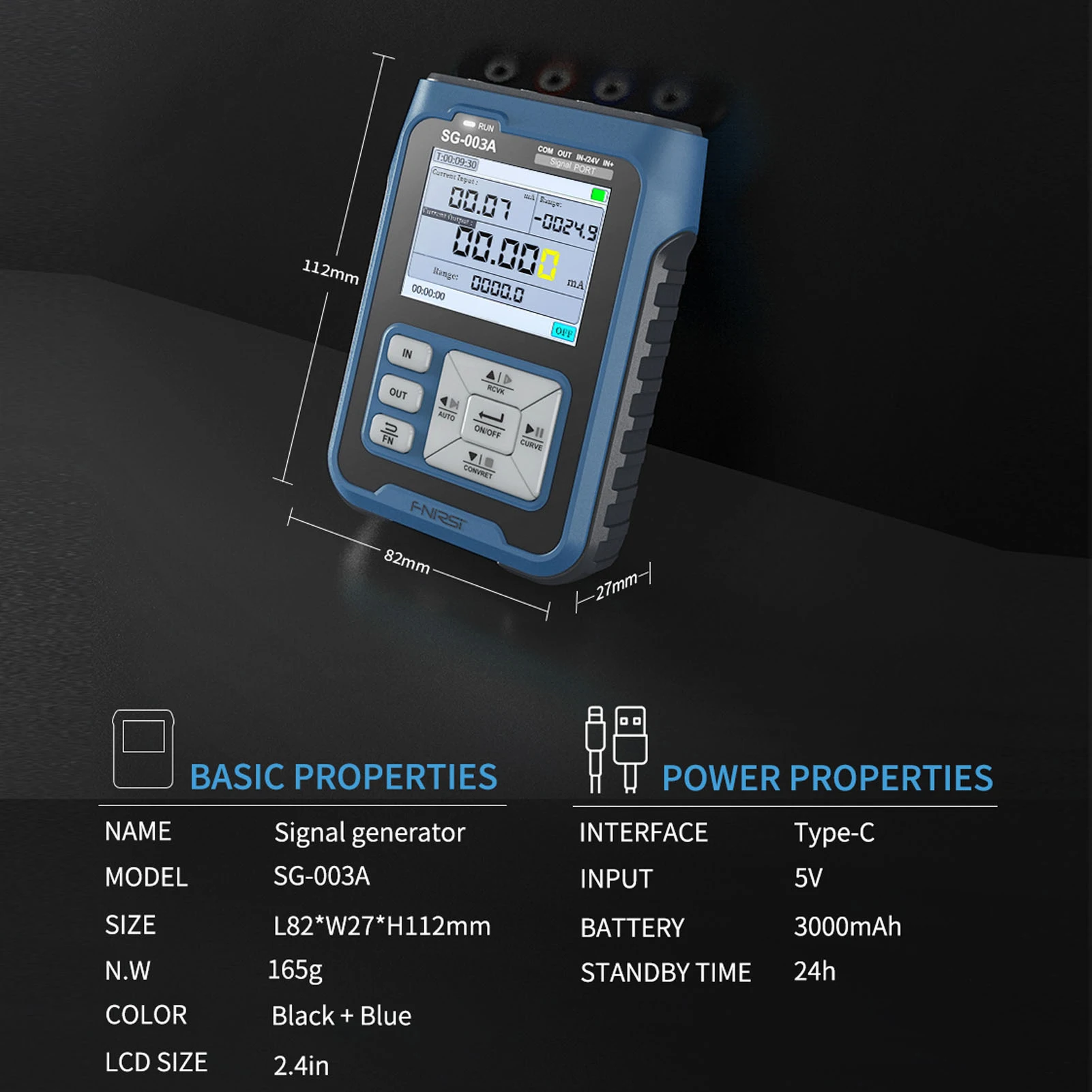 FNIRSI SG-003A ȣ ߻ 0-10V 4-20mA     ùķ PWM ޽  TFT Ǯ ÷ LCD ÷