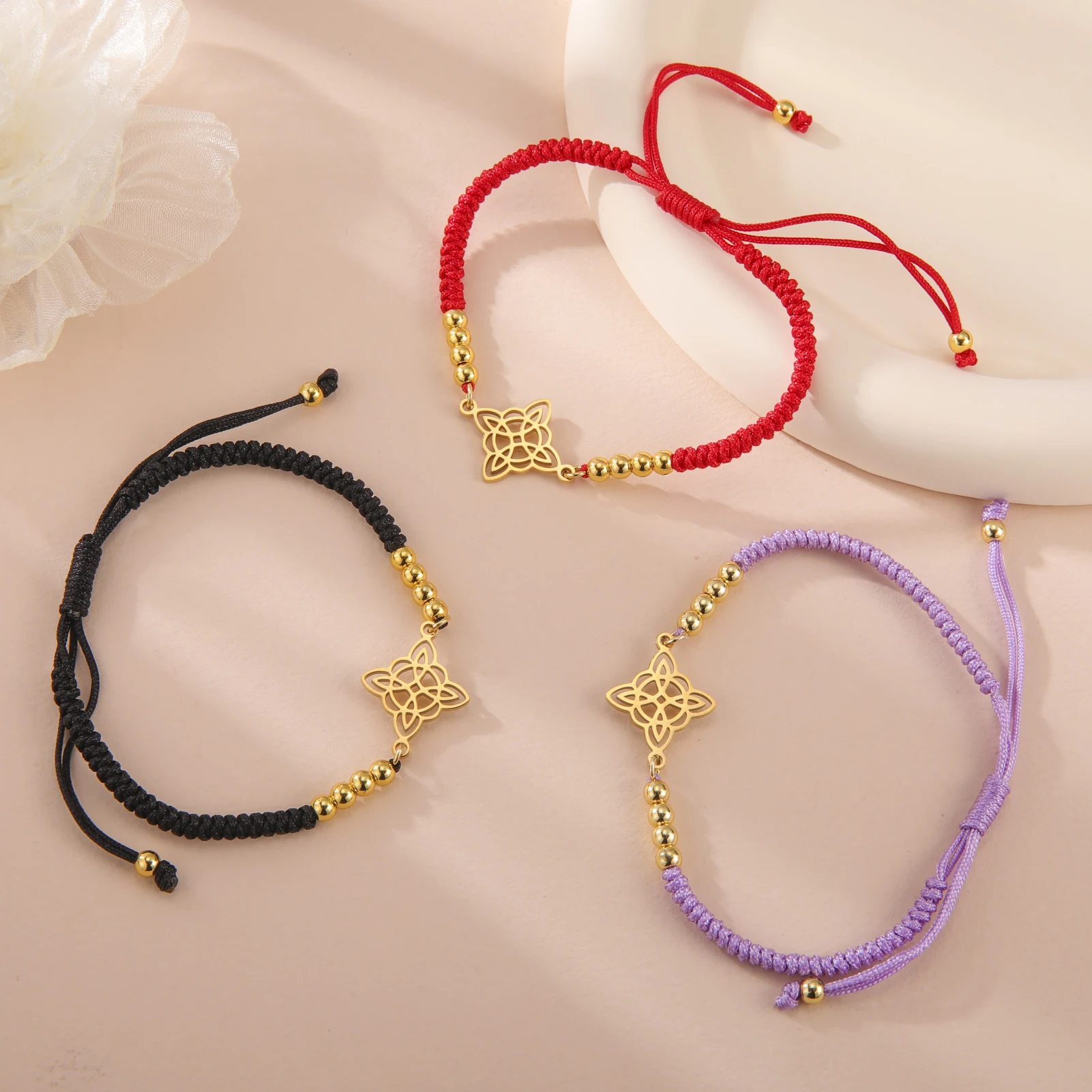 Lucktune Witch Knot Cord Bracelet Stainless Steel Celticss Knot