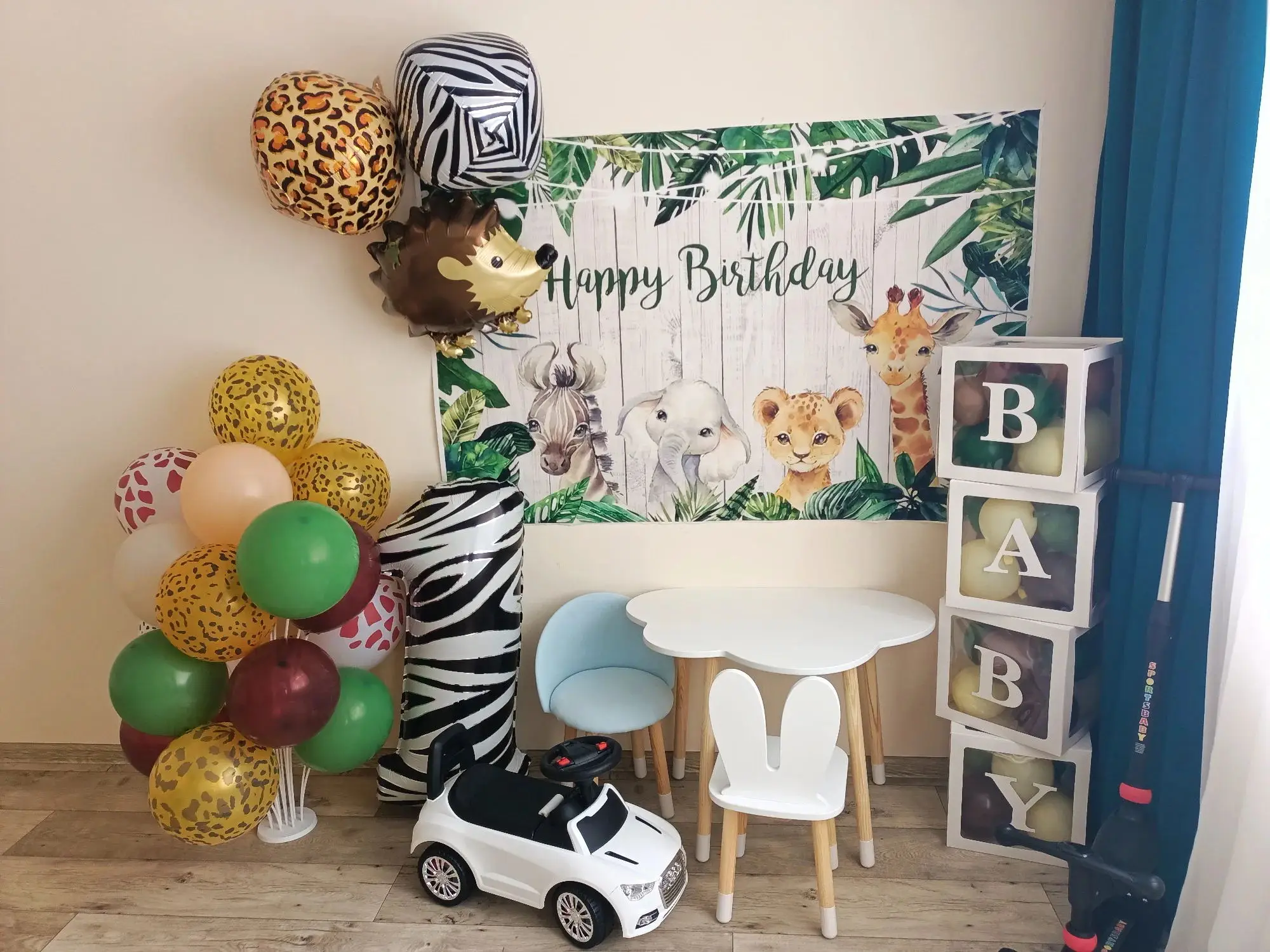 Tropical Jungle Safari Wild One Backdrop Photo Backdrop First Birthday Forest Animal Newborn Baby Shower Birthday Party Photography Background