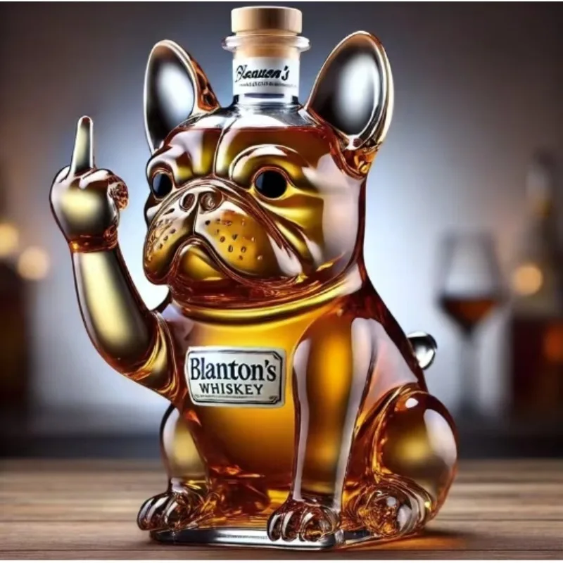 10Oz Funny Middle Finger Whiskey Glass Decanter Duck Turtle Dog Glass Whiskey Wine Bottle Statue Decoration for Bar Office Home