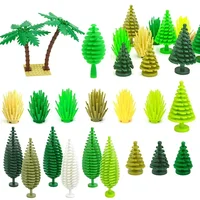 MOC Plants Accessories Bricks 3471 2435 6064 3778 City House Trees Pine Prickly Bush Green Grass Military Building Bricks Toys 2