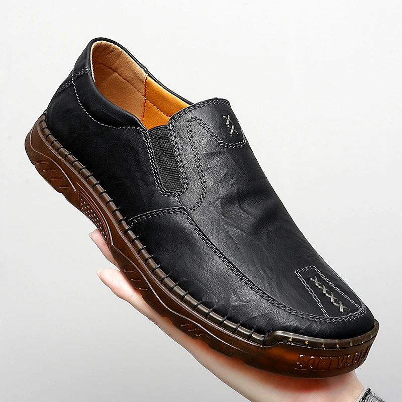 

2023 Men Leather Shoes Fashion Lightweight Soft Casual Shoes Outdoor Slip On Driving Shoes Classic Moccasins Loafers Big Size 47