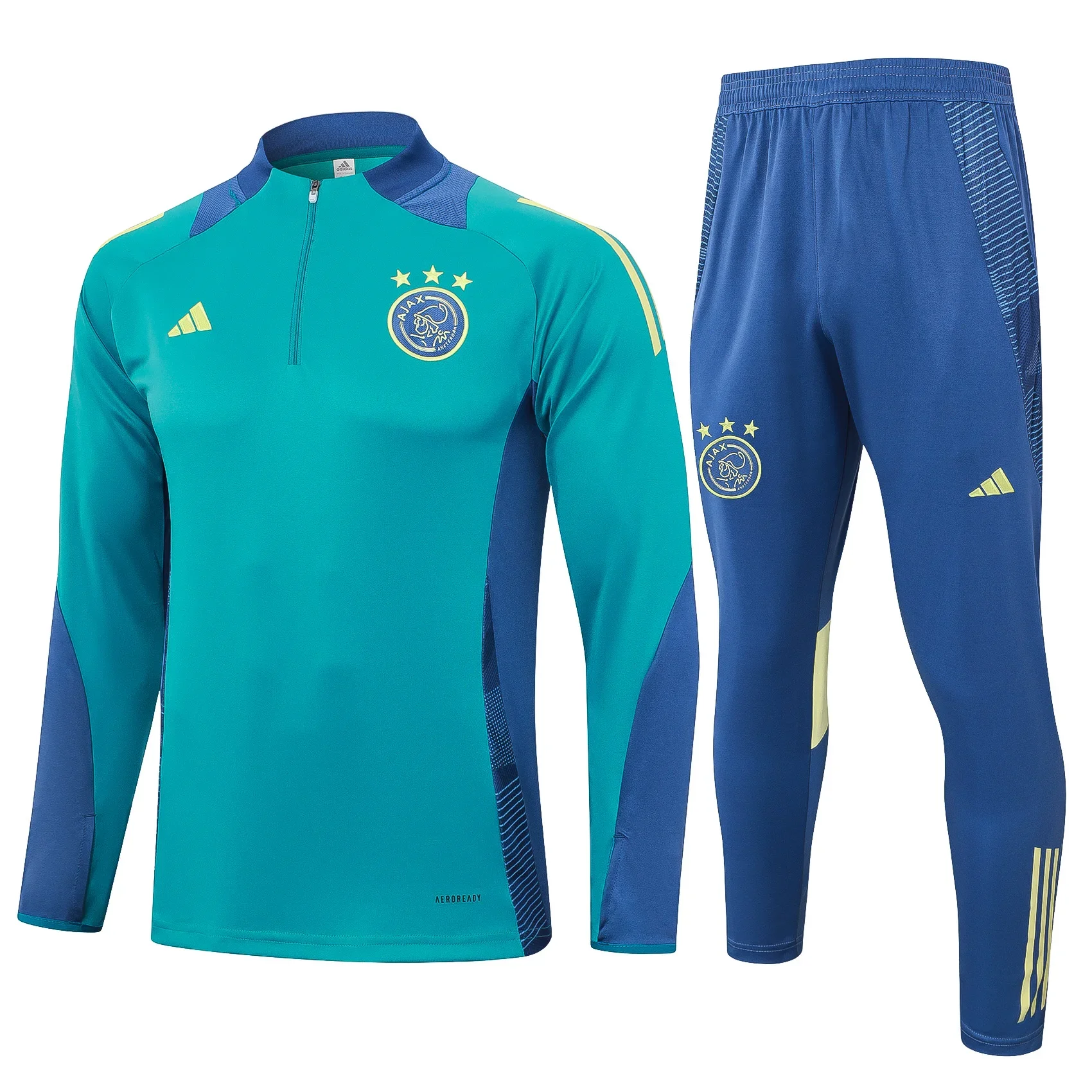Adidas Soccer Jerseys Men Fashionable Quick-dry Long-sleevedHigh-Quality Zippered Sportswear Training Suit Blue