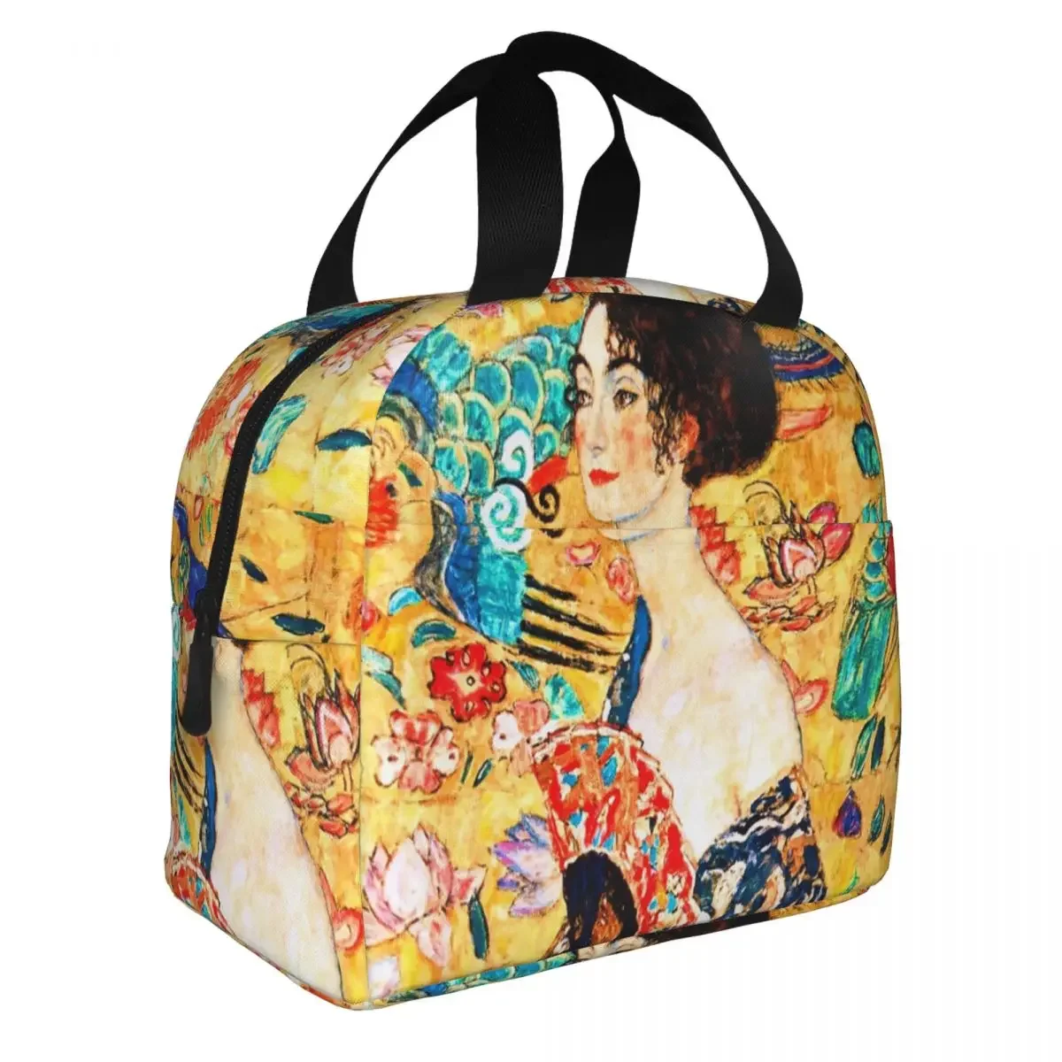 

Gustav Klimt леди с веером изолированная сумка для ланча сумка-холодильник многоразовая вместительная сумка для ланча коробка для девочек мальчиков для офиса пикника