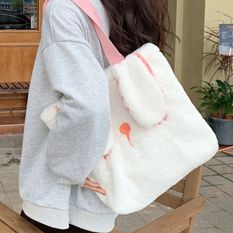 Cartoon Plush Shoulder Bag Bear Shopping Bag Rabbit Large Capacity Tote