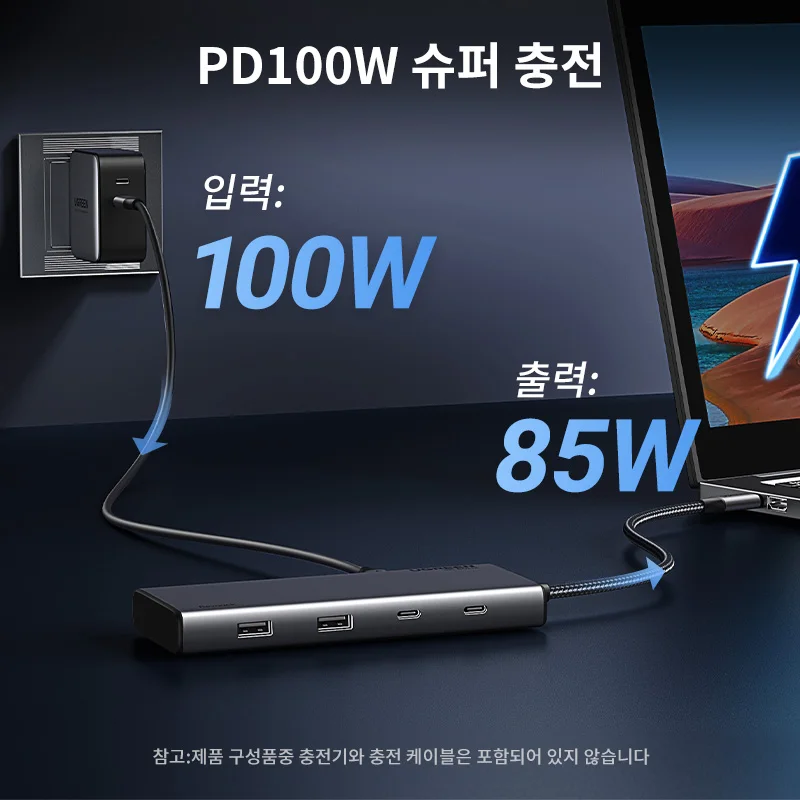 UGREEN USB C 허브 10Gbps 트리플 디스플레이 4K HDMI 어댑터 8-in-1 분배기 (HDMI, DP, USB3.2, PD 100W 도크 포함) MacBook Pro/Air/PC용