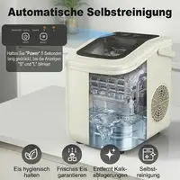 Machine à glaçons portable 12 kg/24h, autonettoyante, beige, pour comptoir, avec pelle et panier, compacte, pour la maison, la cuisine, le bar, le camping, l'appartement, l'habitation moderne 7