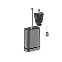 Premium Silicone Toilet Brush - Grey - Toilet Brush Holder with Wall Mounting & Turbo Drying 1