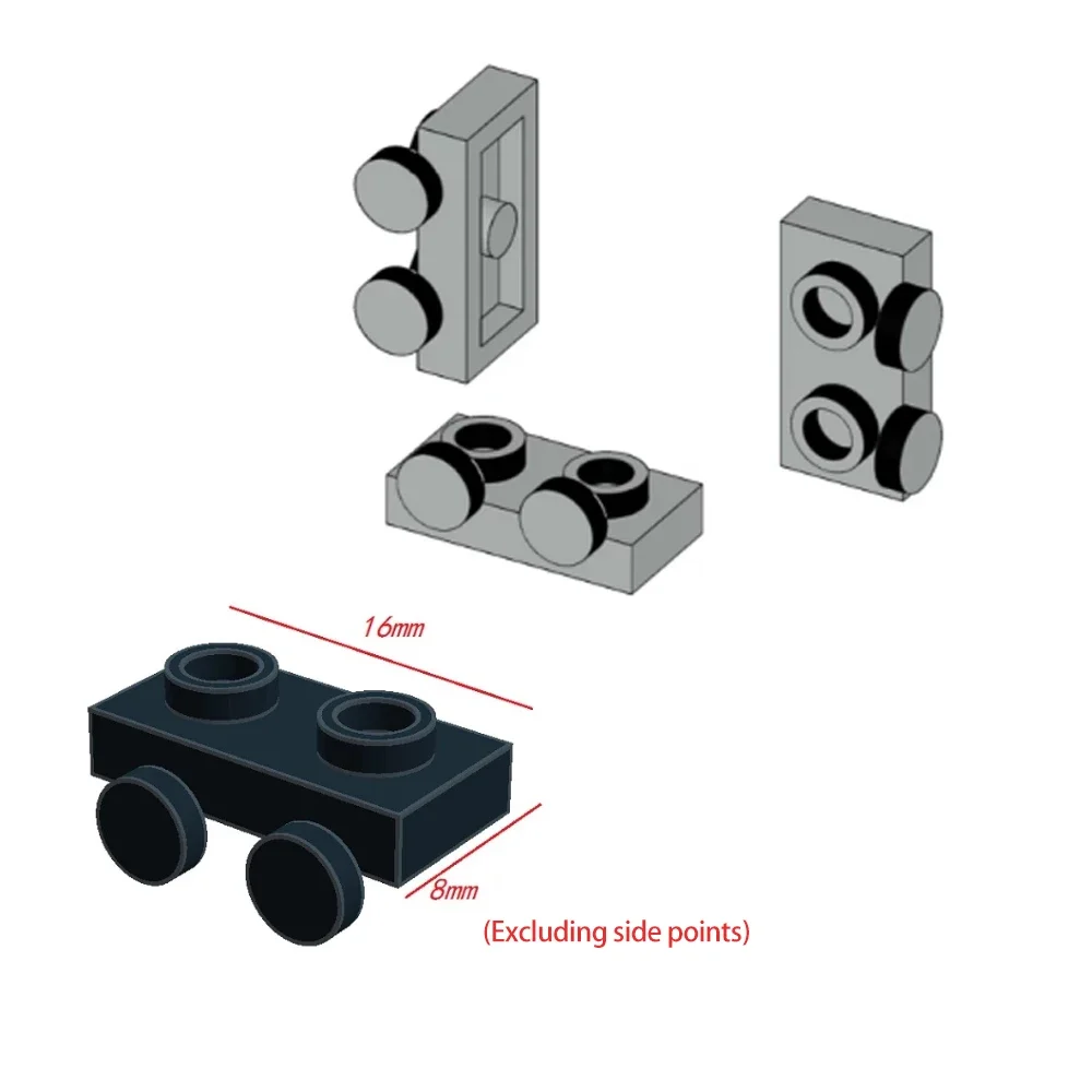 MOC 10PCS 3023 특수 플레이트 1x2 두 포인트 빌딩 블록 가져 오기 키트 스티어링 브래킷 보드 벽돌 입자 장난감 어린이 선물