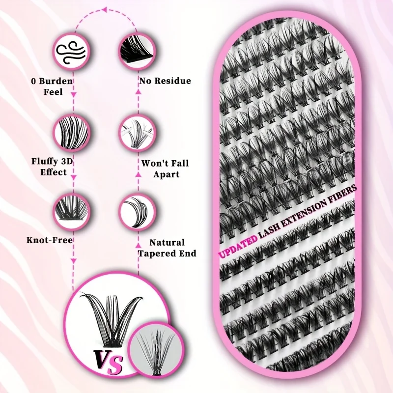 Eyelash Extension Kit 640Pcs 304050D Lash Clusters D Curl 9-16mm Individual Lashes With Bond and Seal Tweezers and Brush lash extension kit fake eyelashes eyelash set