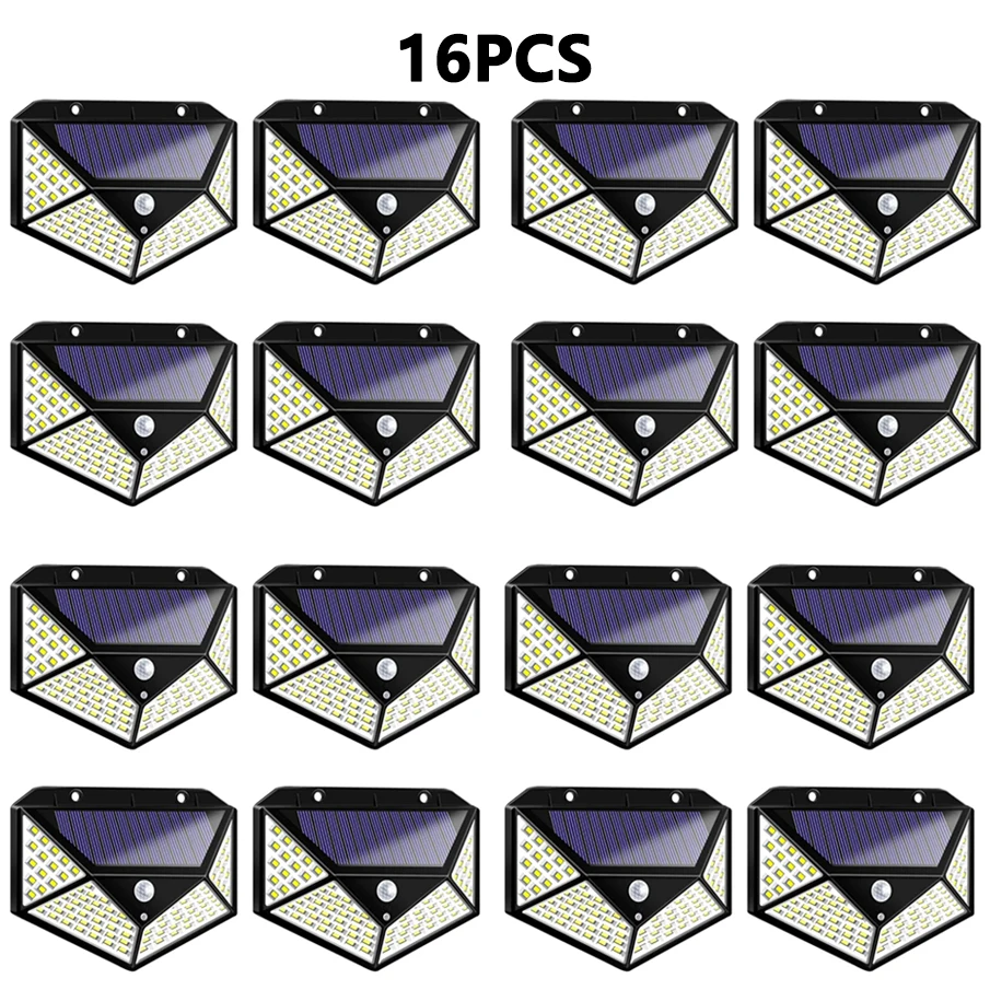 Solar Lights 16PCS Outdoor Waterproof Wall Lamp Motion Sensor Solar Powered Sunlight Street Light For Garden Porch Yard Garage