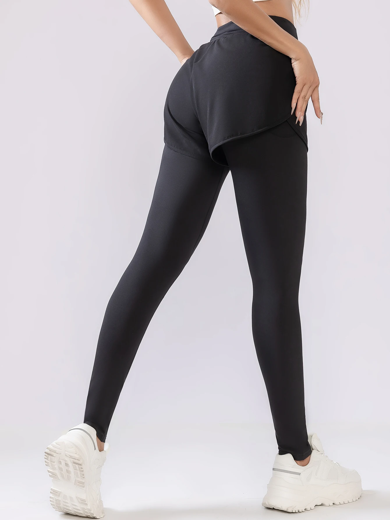 Yoga pants women's high-waisted hip lift autumn and winter vacation two pieces of fitness running training sports set profession 5