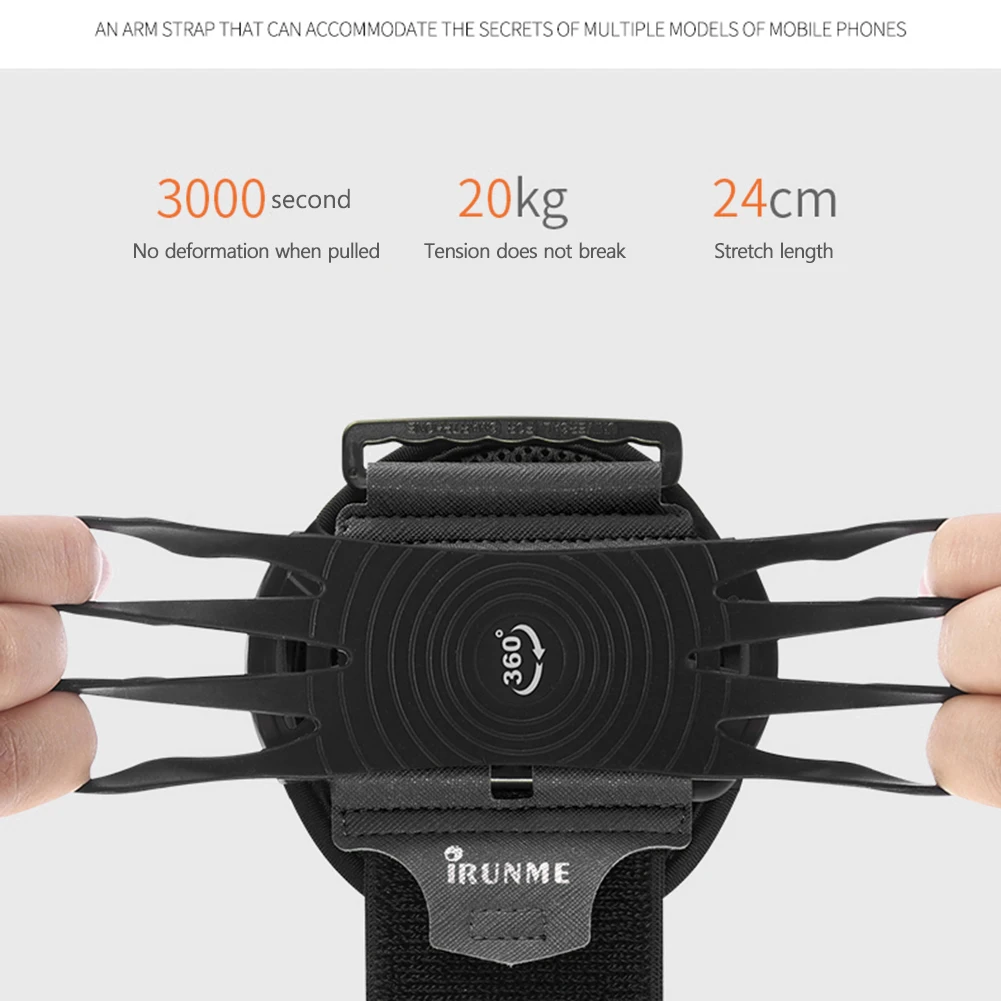 360 Degree Rotation Phone Holder Bracelet Wearable Mobile Phone Holder Adjustable Phone Wrist Bag Removable for Sports Fitness 5
