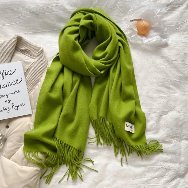 Scarf Women Winter Accessories Tartan Chiffon Knitted 200x70cm