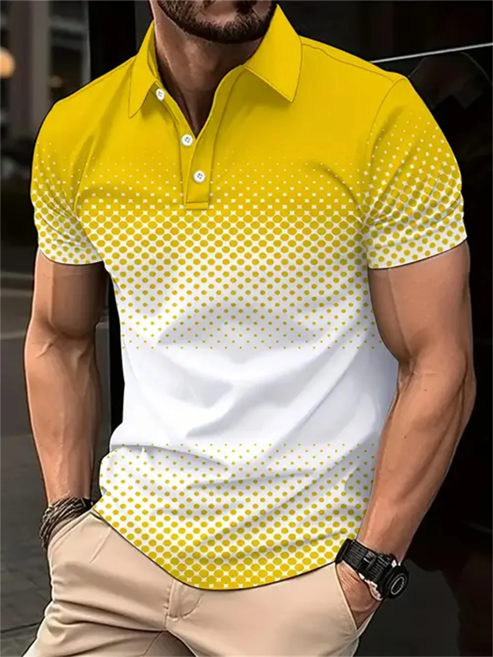 Men's Colour Block Stripe Short Sleeve Summer Thin Polo Shirt,Stylish Zipper Crew Neck Polo Shirt,Men's Golf Casual Polo Shirt 16 S6c564cc3fdb94ba4b74ef2b3babd3b15U
