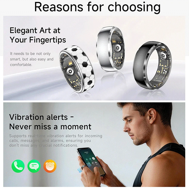 2026 Health Manager Smart Ring Heart Rate Blood Oxygen Stress Stylish Design IP68 Waterproof Multiple Sports Gesture Control 2