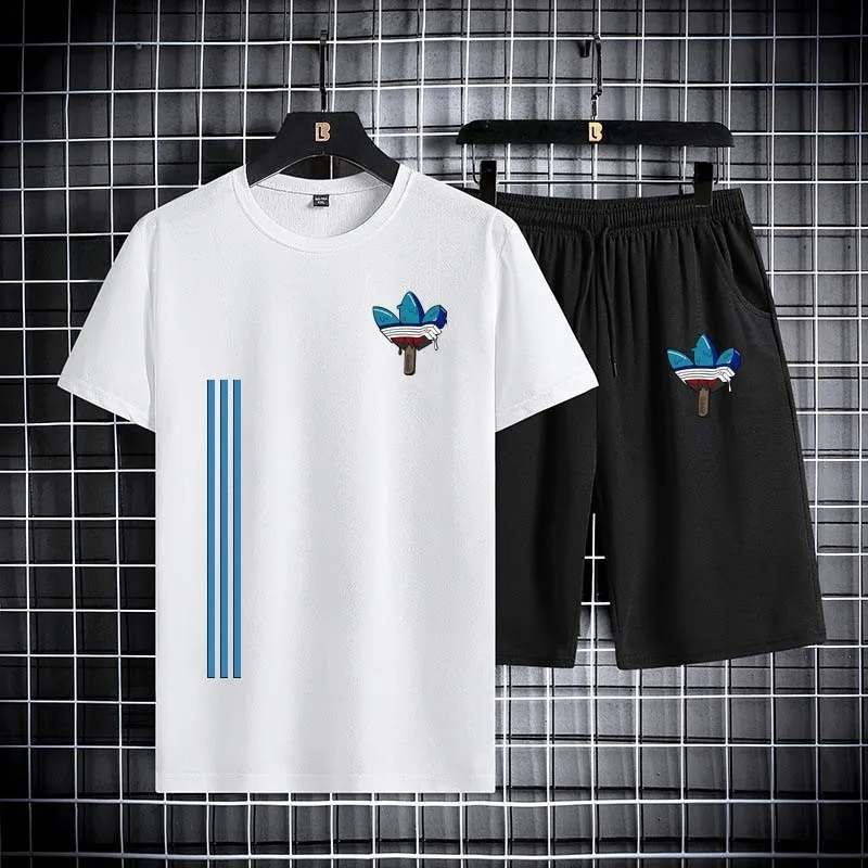 

Summer breathable sports suit men's short-sleeved shorts loose quick-drying T-shirt short-sleeved four-point pants casual runnin