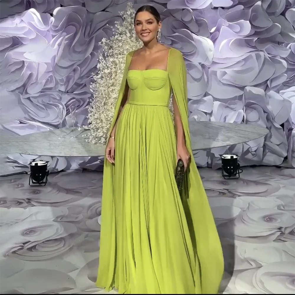 Serene-Hill-Arabic-Lemon-Yellow-ALine-Sexy-Cape-Sleeve-Square-Collar ...