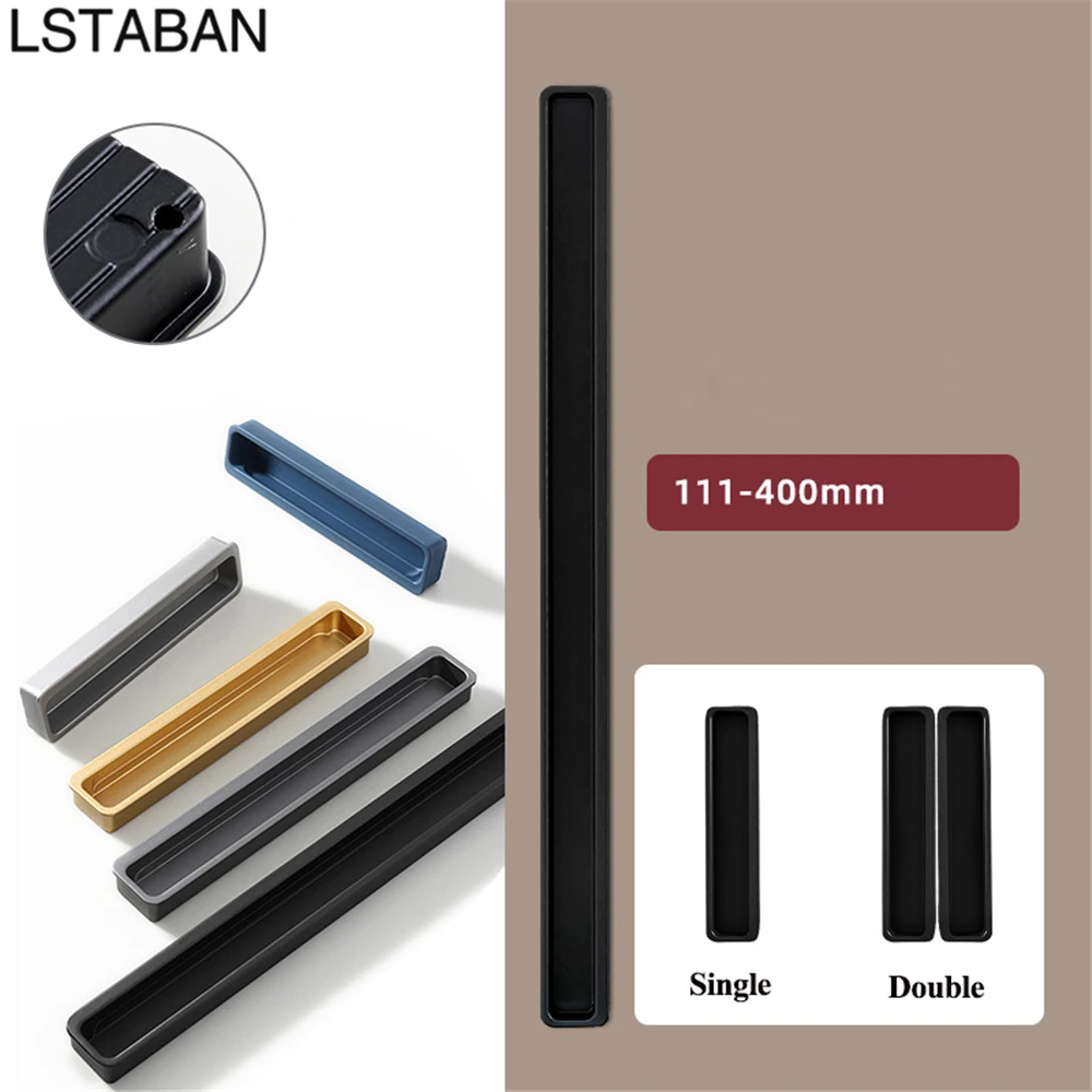 Modern Minimalist Embedded Grooved Sliding Door Handle Concealed Extended Cabinet Handle Wardrobe Closet Furniture Drawer Pulls
