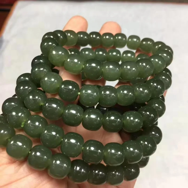 

Wholesale Natural Hetian Jade Qinghai Material 10M Old Beads Bracelet Bracelet Female Meat Delicate Quality as Shown in the Figu