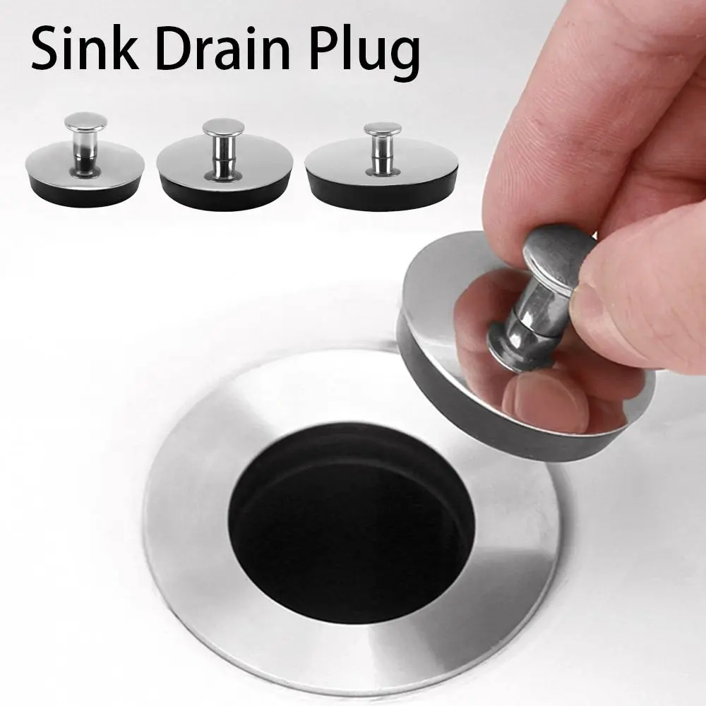 1Pcs Stainless Steel Bath Plug Rubber Kitchen Bathroom Drain Stopper