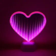 

3D LED Night Light Love Heart Lamp Both Sides Mirror For Home Bedroom Valentine Day Wedding Decoration Kid Children Girl Gifts