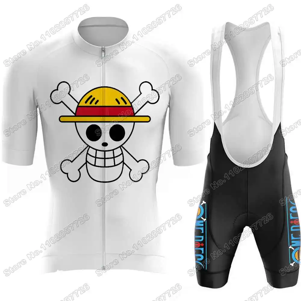 One Piece Luffy Straw Hat Pirates Skull White&Black Cycling Clothing