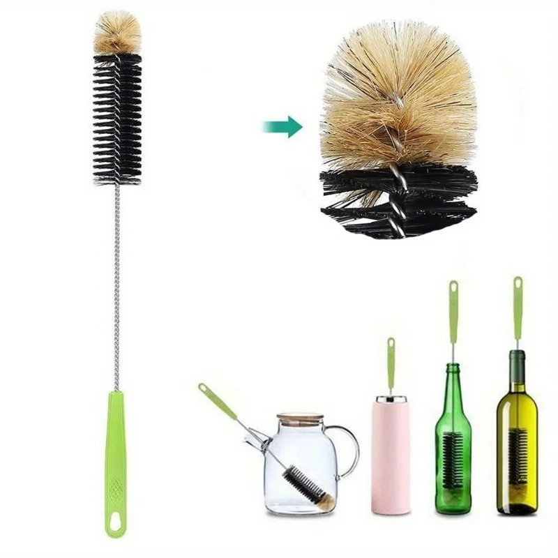 3-Piece Eco-Friendly Bottle Cleaning Brush Set for Milk Bottles and Glassware