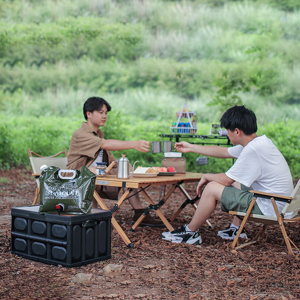 7.5L Folding Water Bucket Freezable Water Carrier Tank with Spigot Portable Water Canteen Odorless for Camping Hiking