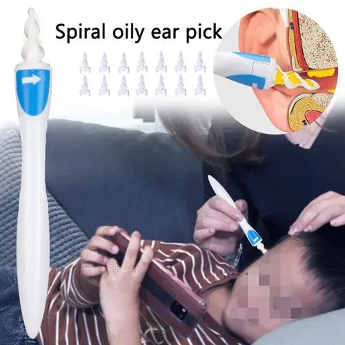 소프트 실리콘 귀지 제거 도구 포함 귀 클리너, 나선형 귀지 건강 관리 도구, 16 가지 교체 팁 4