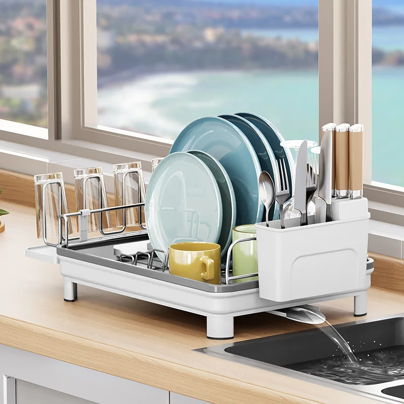 Jonikuper Organizer per tazze da caffè in acciaio inox con supporto per piatti, perfetto per ridurre l'ingombro della cucina