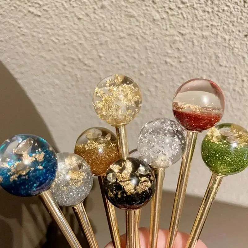 New Sparkling Starry Sky Hairpin Simple Temperament Gold Foil Lollipop Hairpin Elegant Hair Accessories Girls Jewelry Headwear